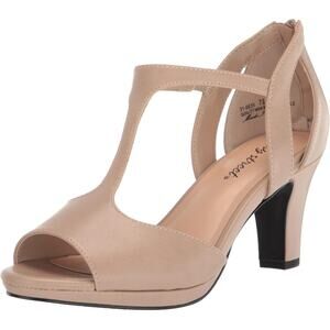 Easy Street Women Flash T Strap Embellished Sandals Size US 8.5M Nude Pearlized